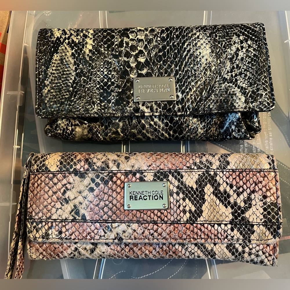 Snakeskin print wallet and wristlet (set of 2)
